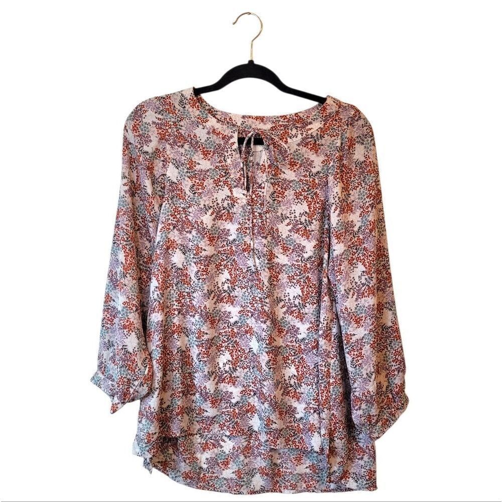 Loft Women's Neutral Cottage Floral Blouse Size S